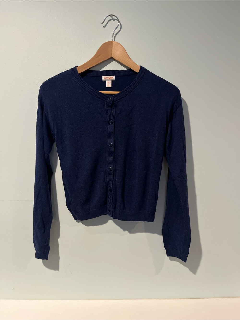 Cat & Jack Girls Heathered Blue Cardigan, Size Large (10/12)